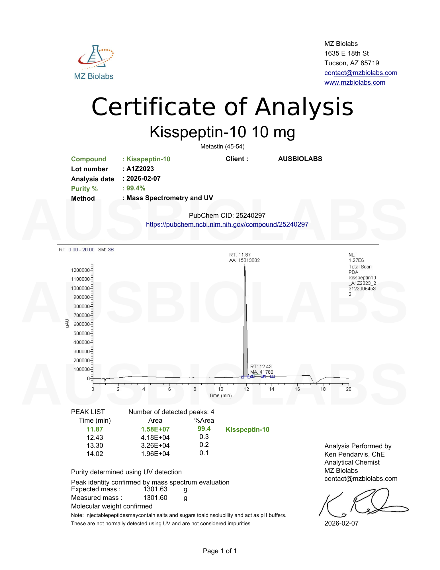 Kisspeptin-10 10mg