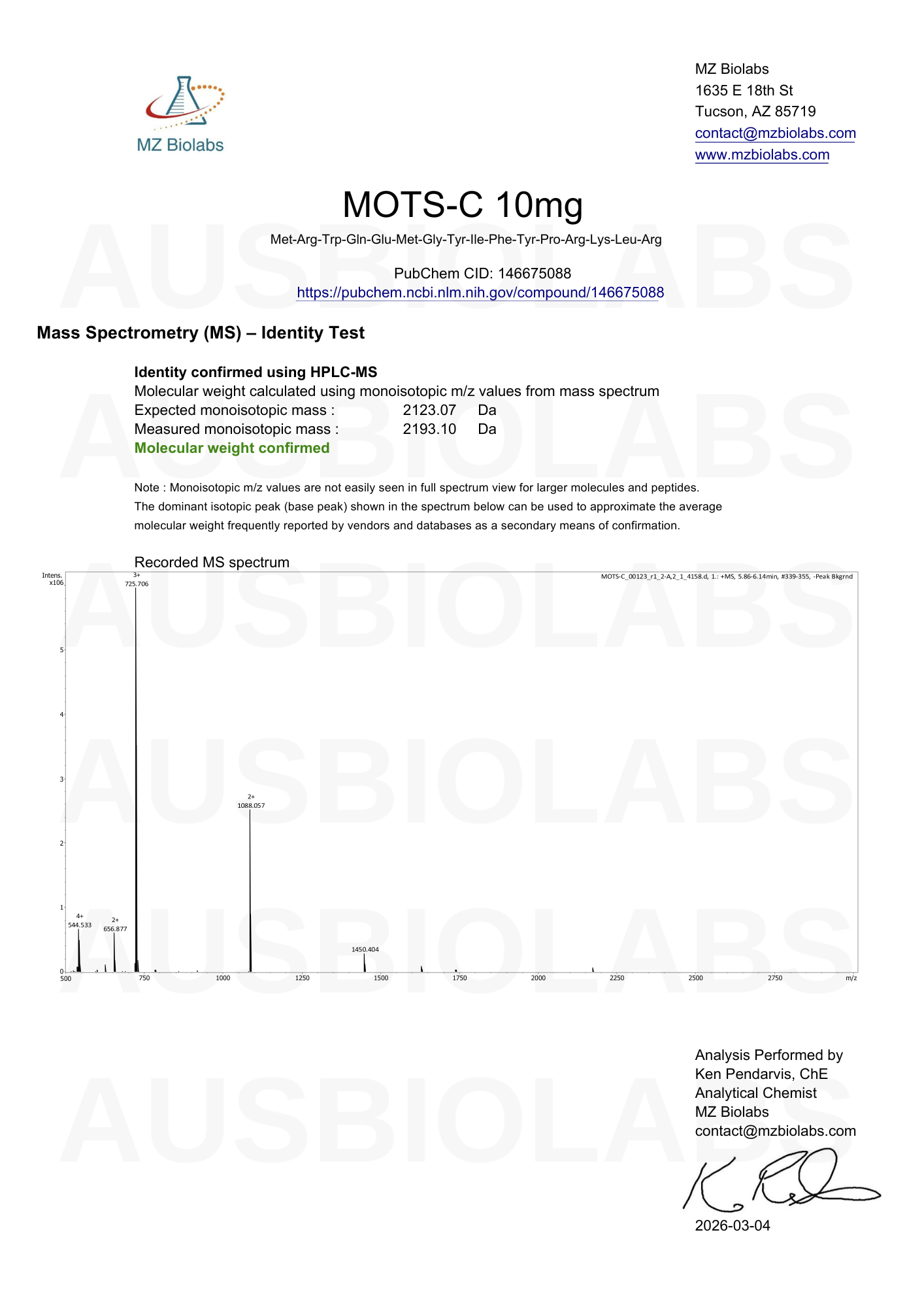 MOTS-C 10MG