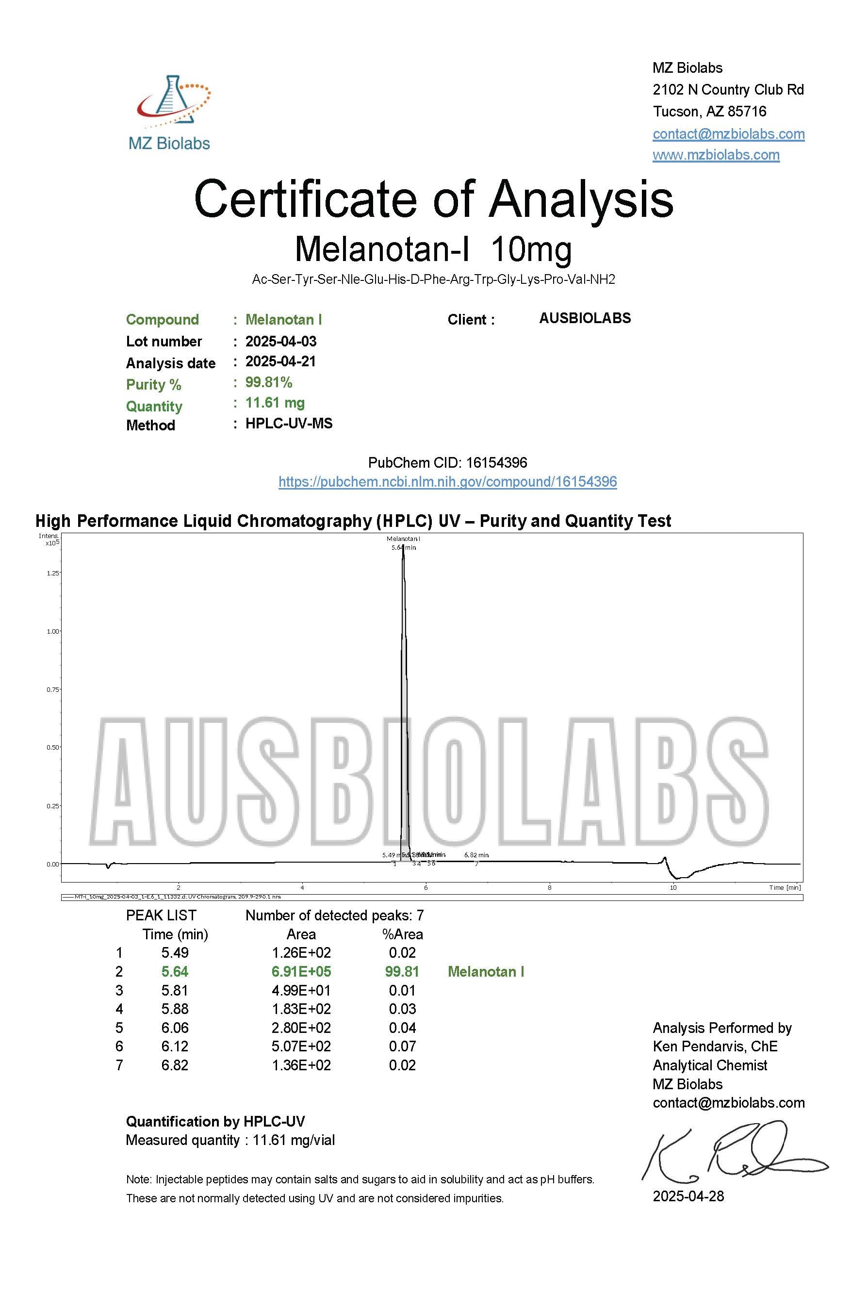 Melanotan 1 (MT-1) 10mg