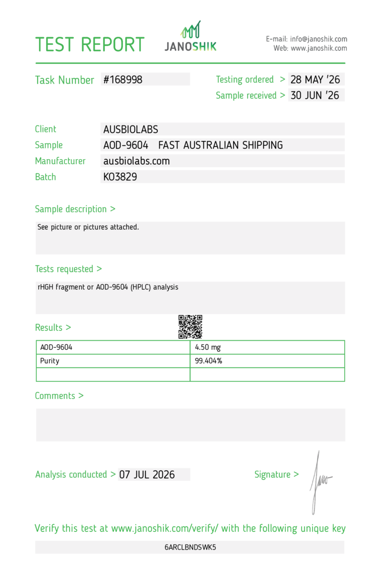 AOD-9604 peptide Lab Test Certificate