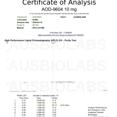 COA AOD 9604 5MG 00256