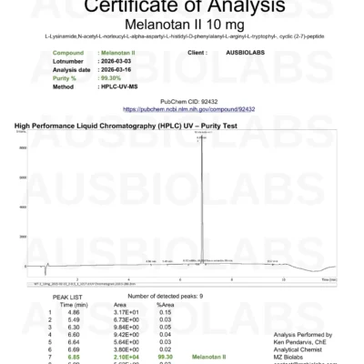 COA MELANOTAN2 10MG